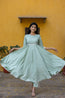Green Silver Printed Anarkali with Belt and Narrow Pant