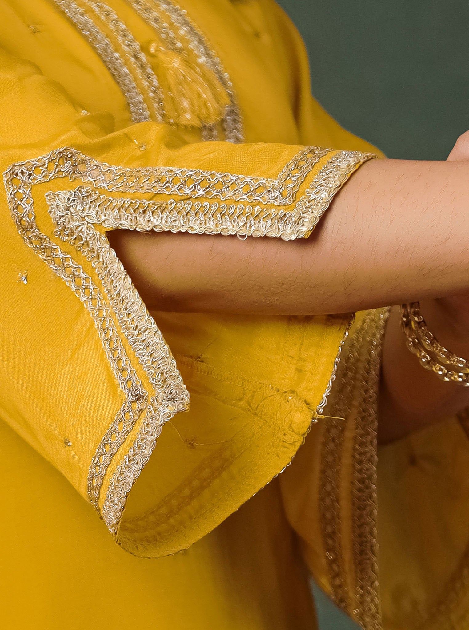 Golden Yellow Viscose Kurta With Farshi Salwar And Dupatta