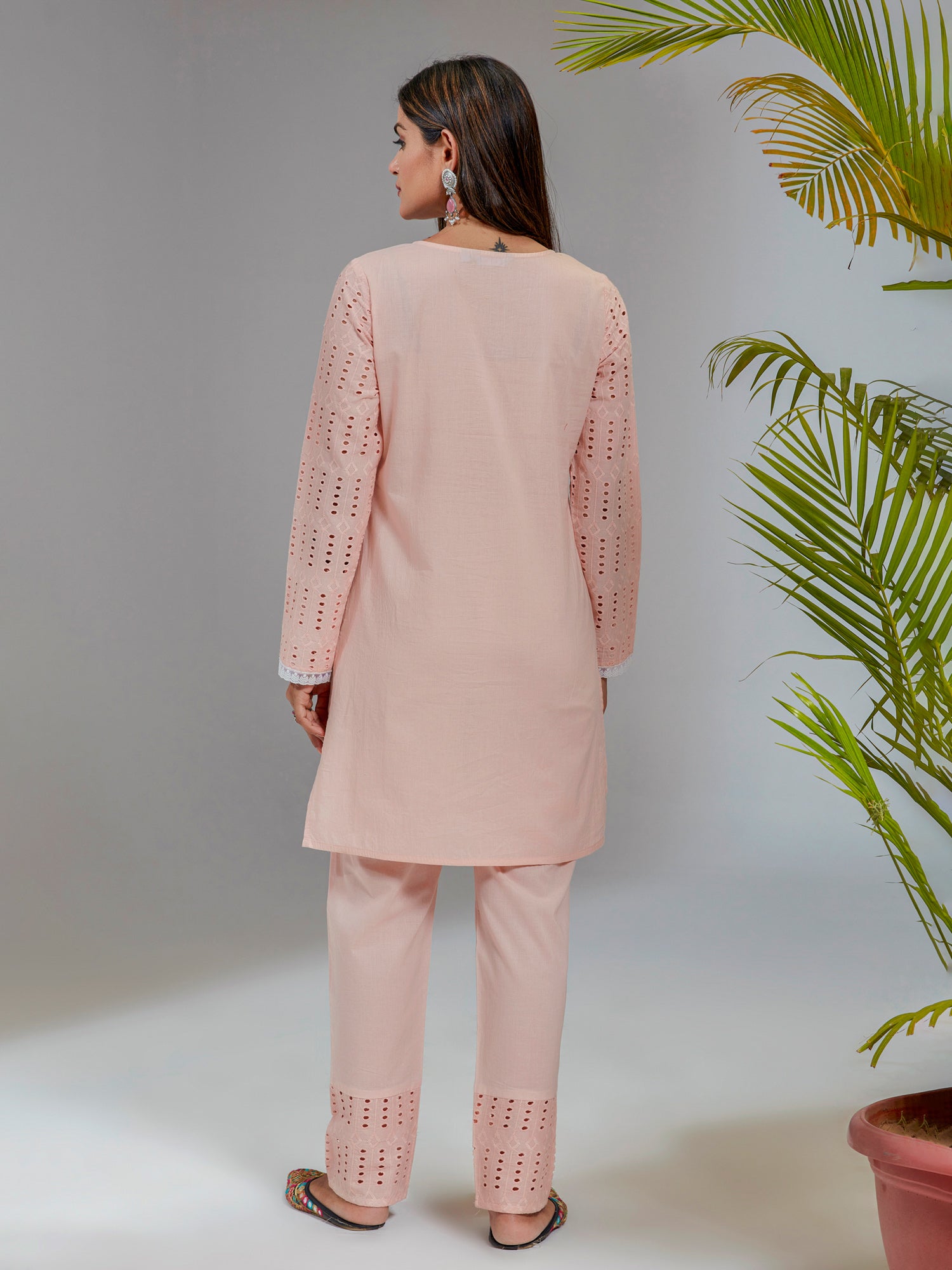 Pastel Pink Cotton A-Line Co-Ord Set