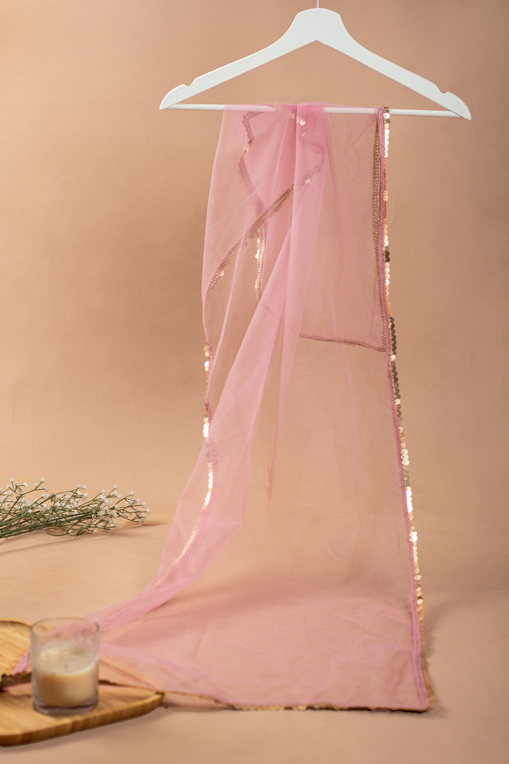 Pink & Gold-Toned Gotta Patti Dupatta