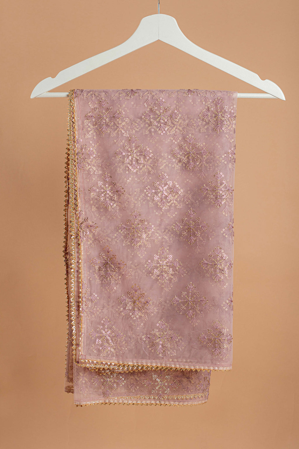 Purple & Gold-Toned Ethnic Motifs Embroidered Gotta Patti Dupatta