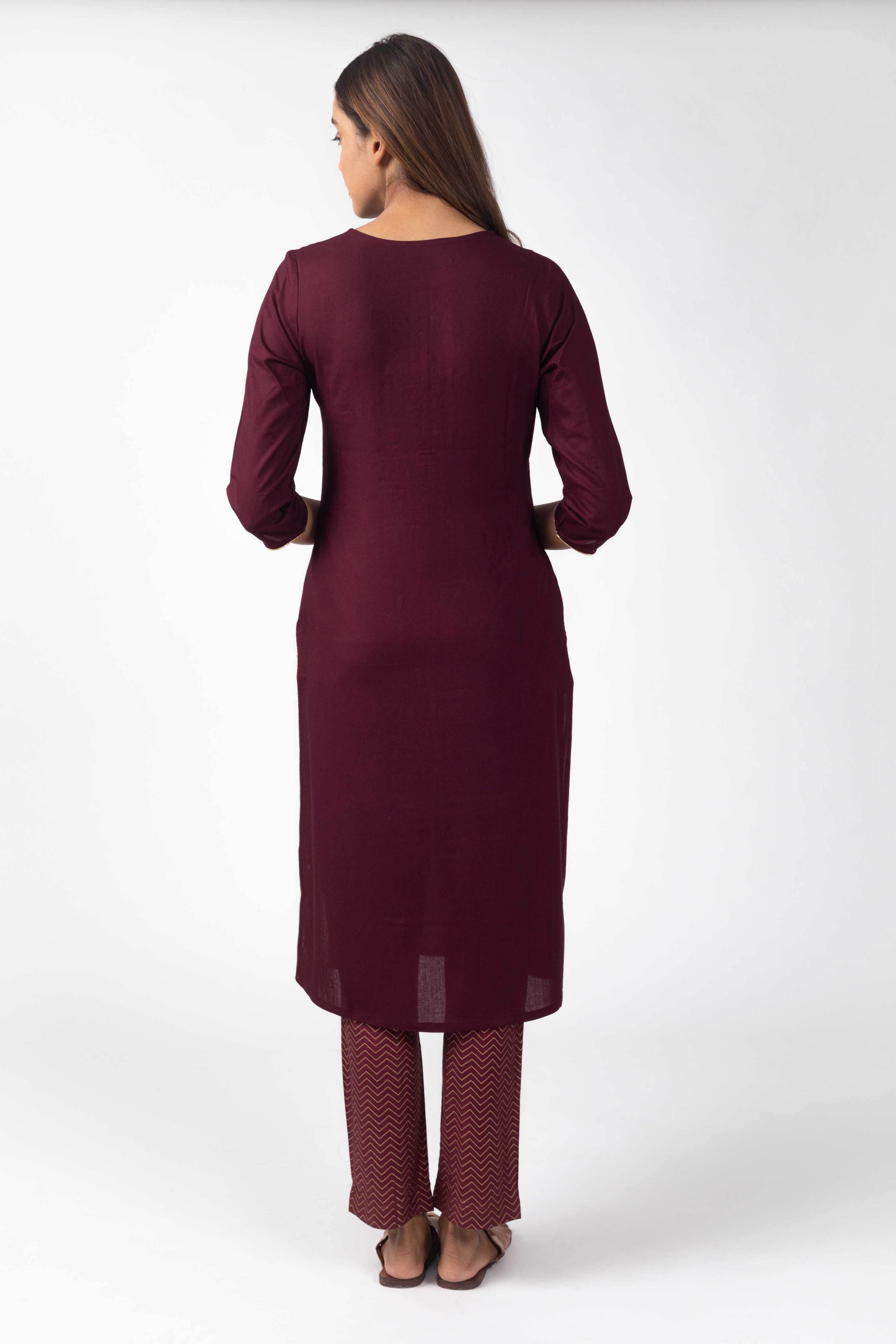  Kurti with Embroidered Yoke