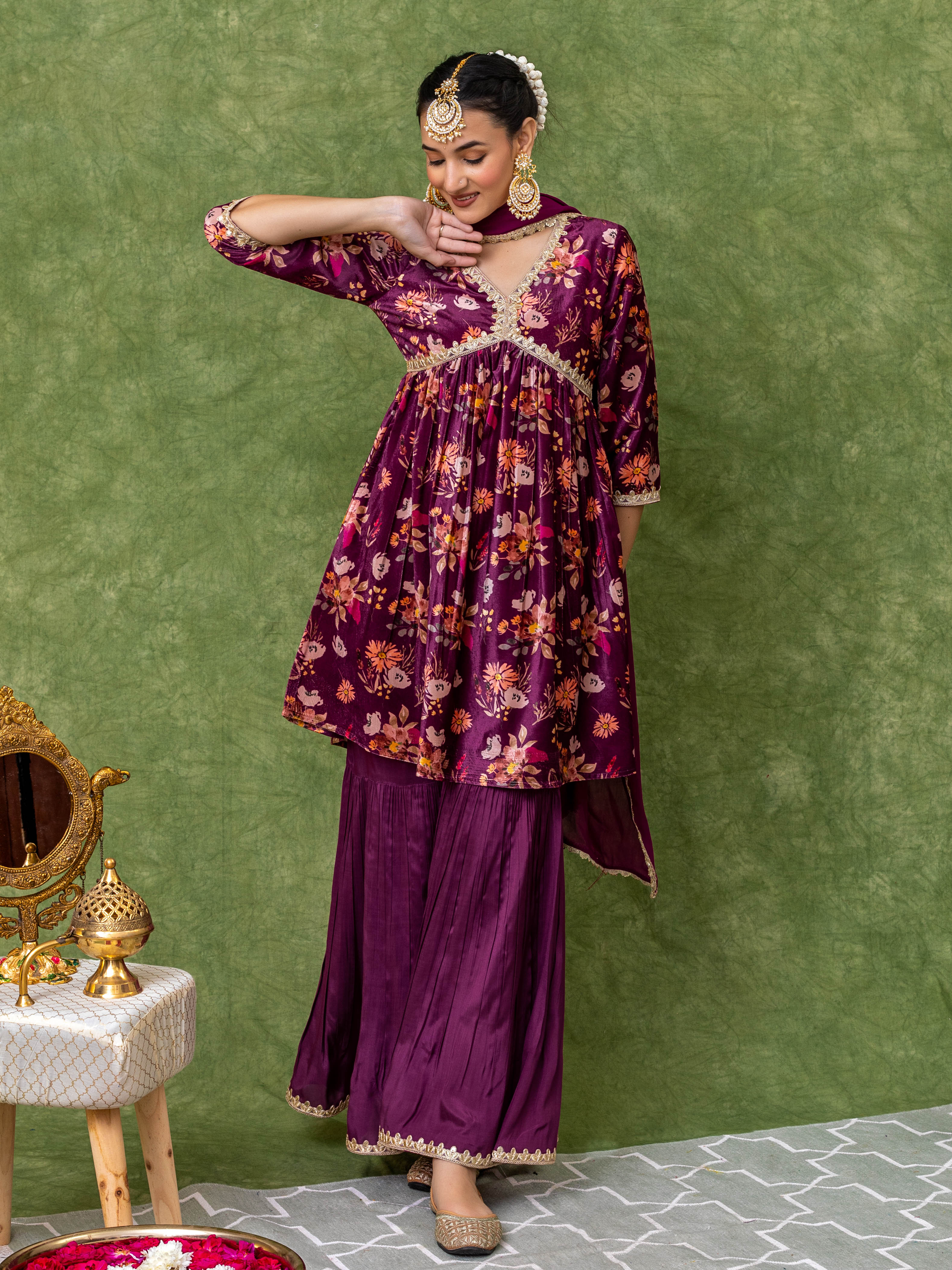 floral-printed-velvet-purple-sharara-set-set-of-3