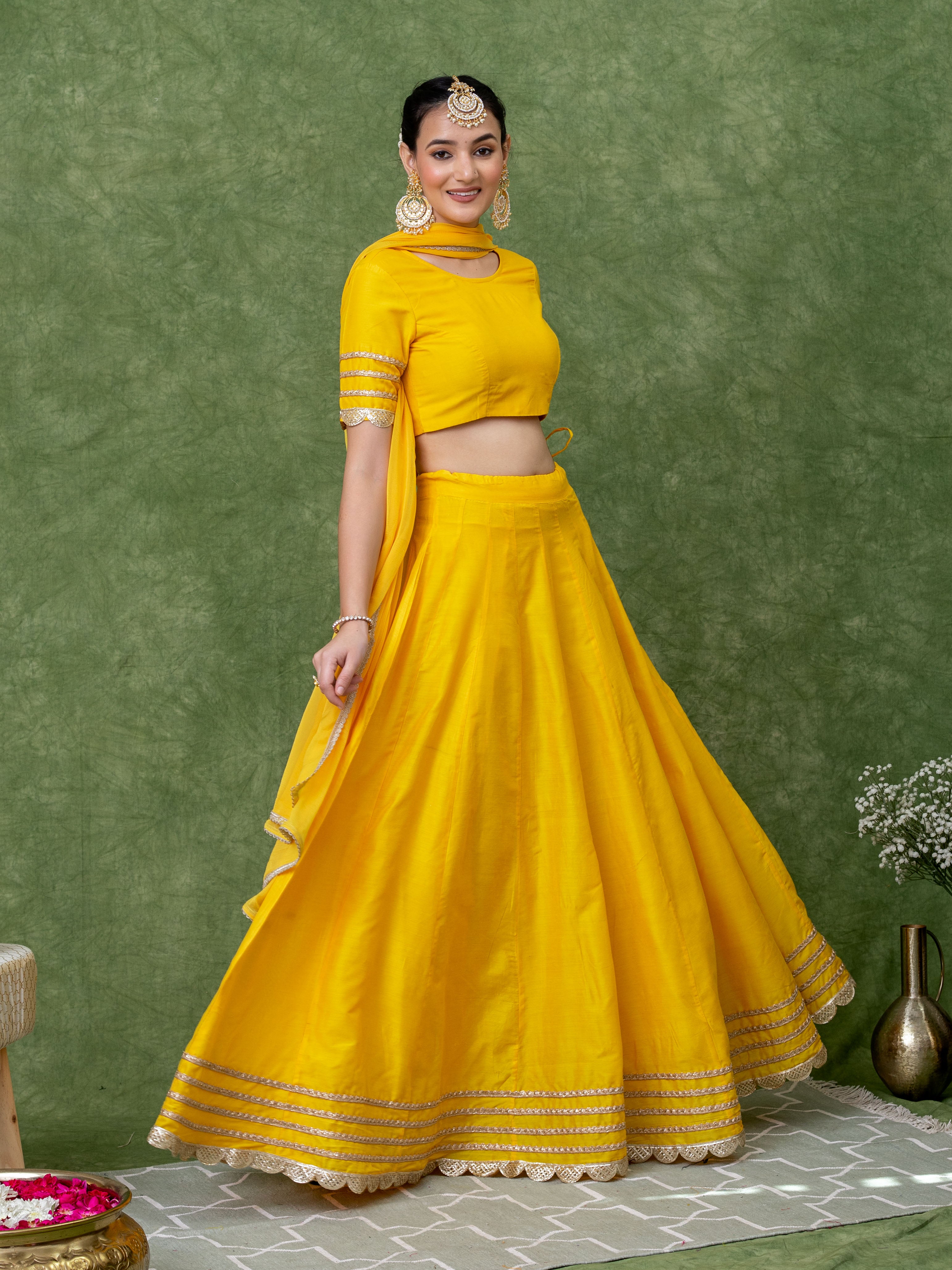 golden-lace-work-yellow-solid-lehenga-set-with-dupatta-set-of-3