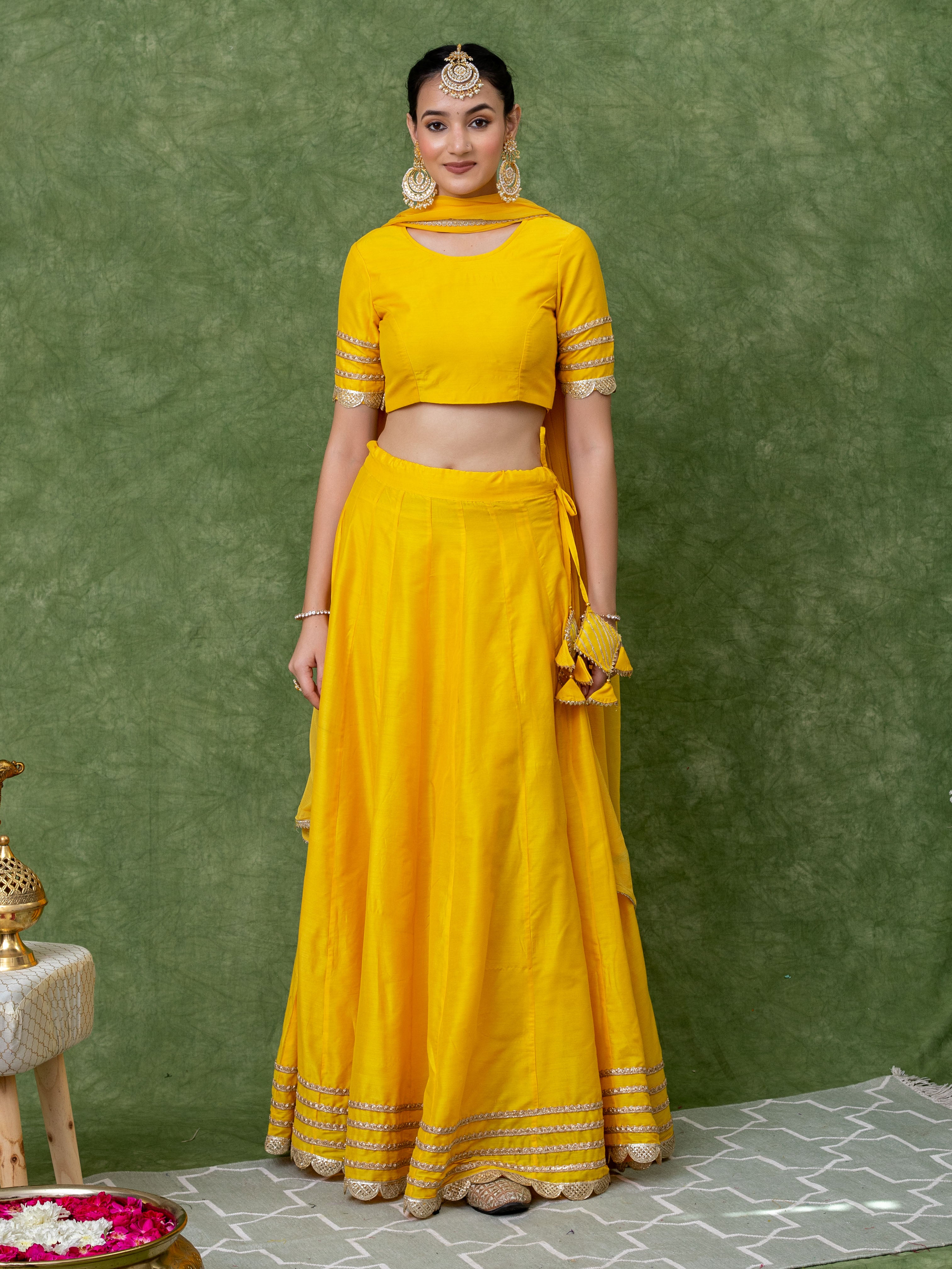 golden-lace-work-yellow-solid-lehenga-set-with-dupatta-set-of-3