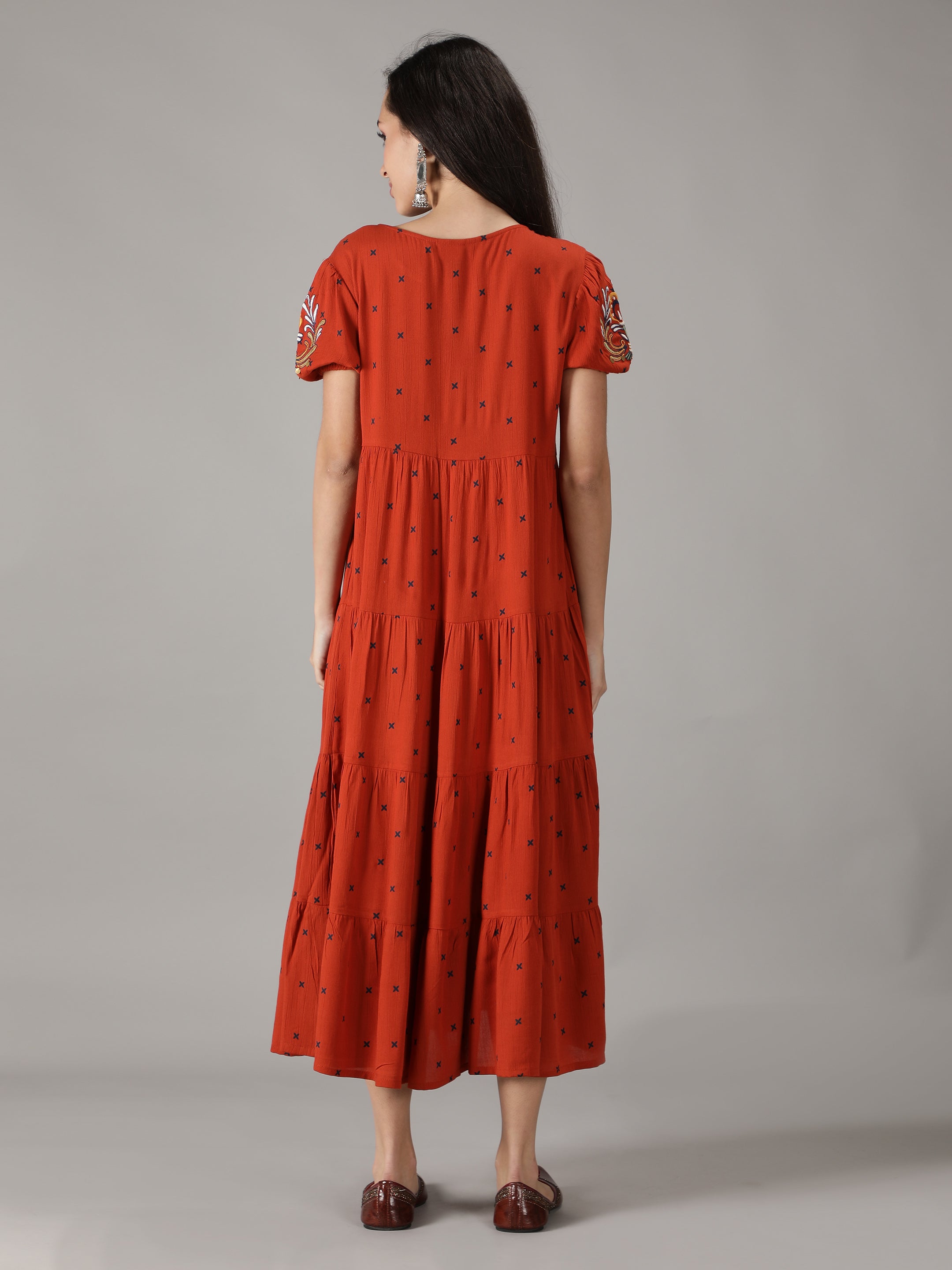 rust-viscose-embroidered-long-dress-with-tie-ups