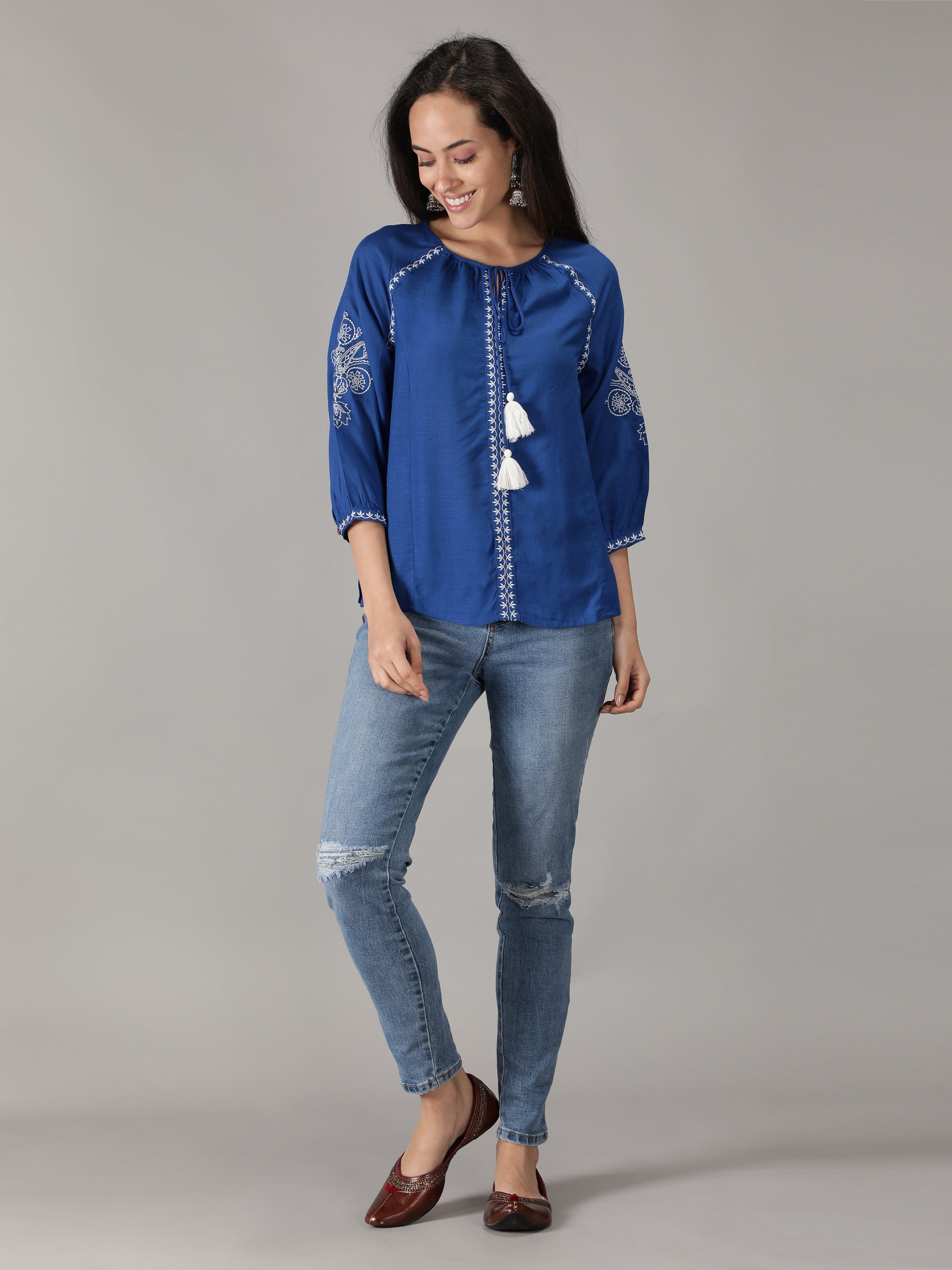 blue-embroidered-top-with-tie-ups