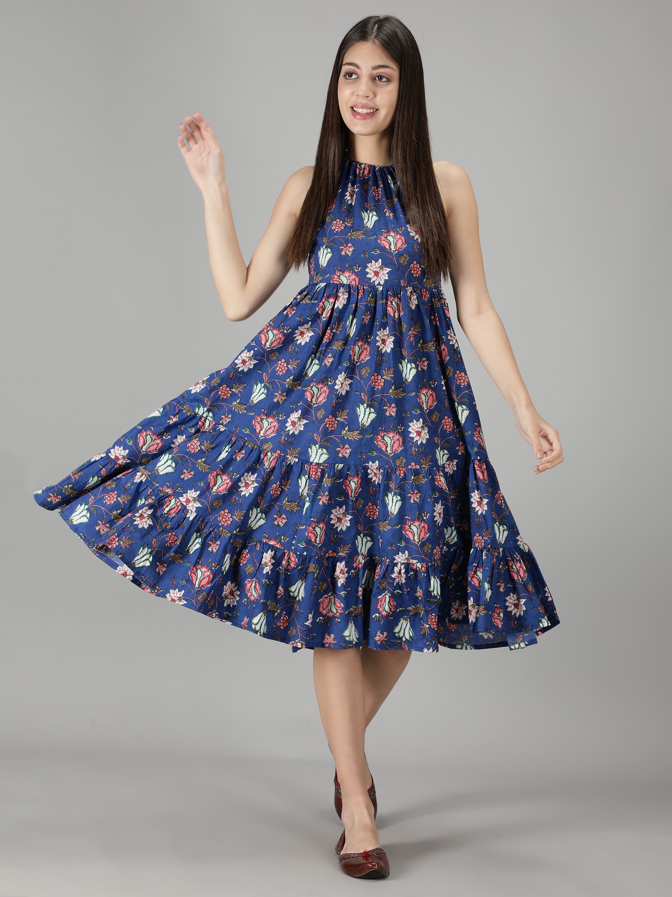 blue-cotton-printed-strappy-tie-up-flared-dress
