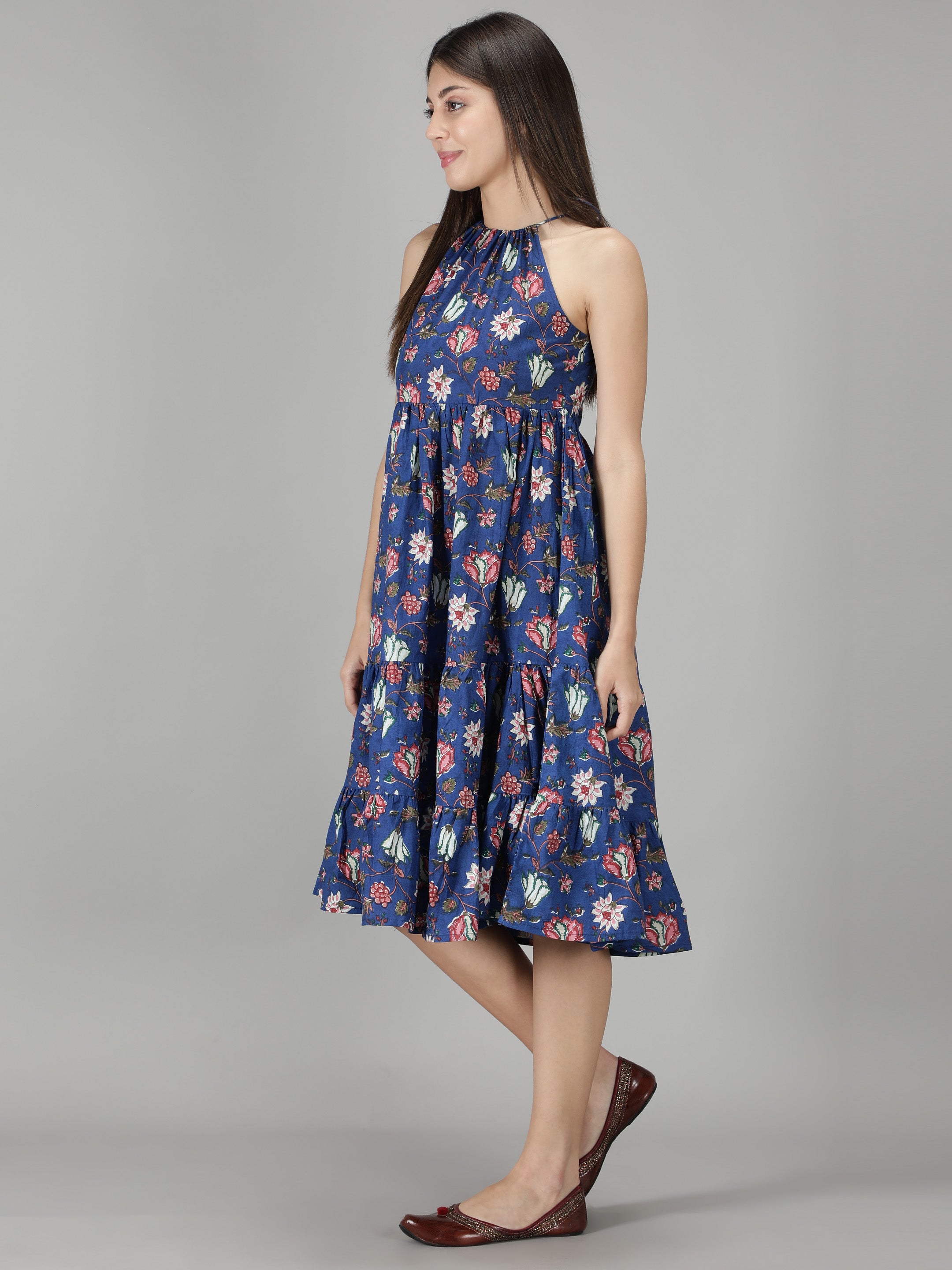 blue-cotton-printed-strappy-tie-up-flared-dress