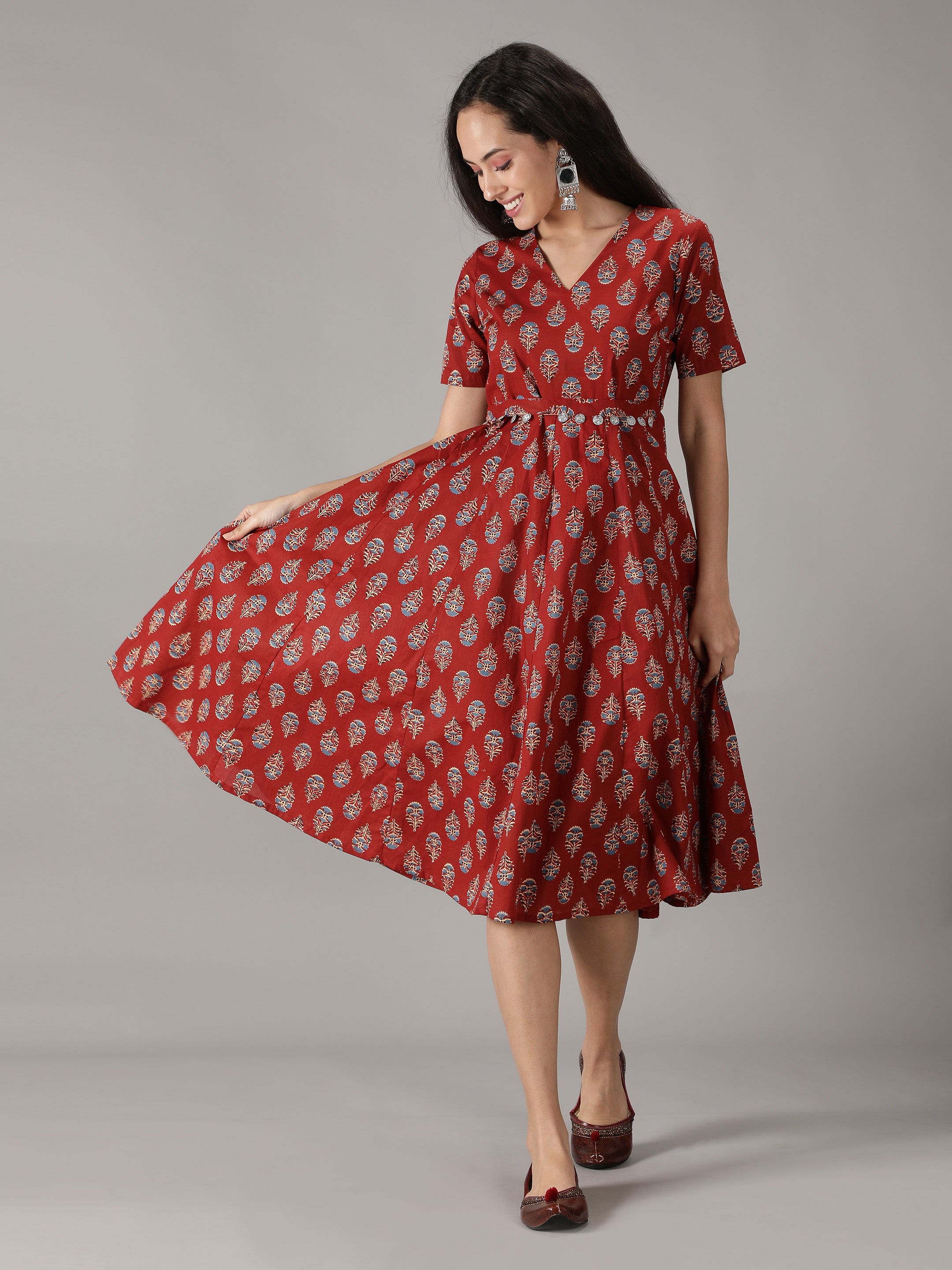 maroon-cotton-printed-flared-long-dress-1