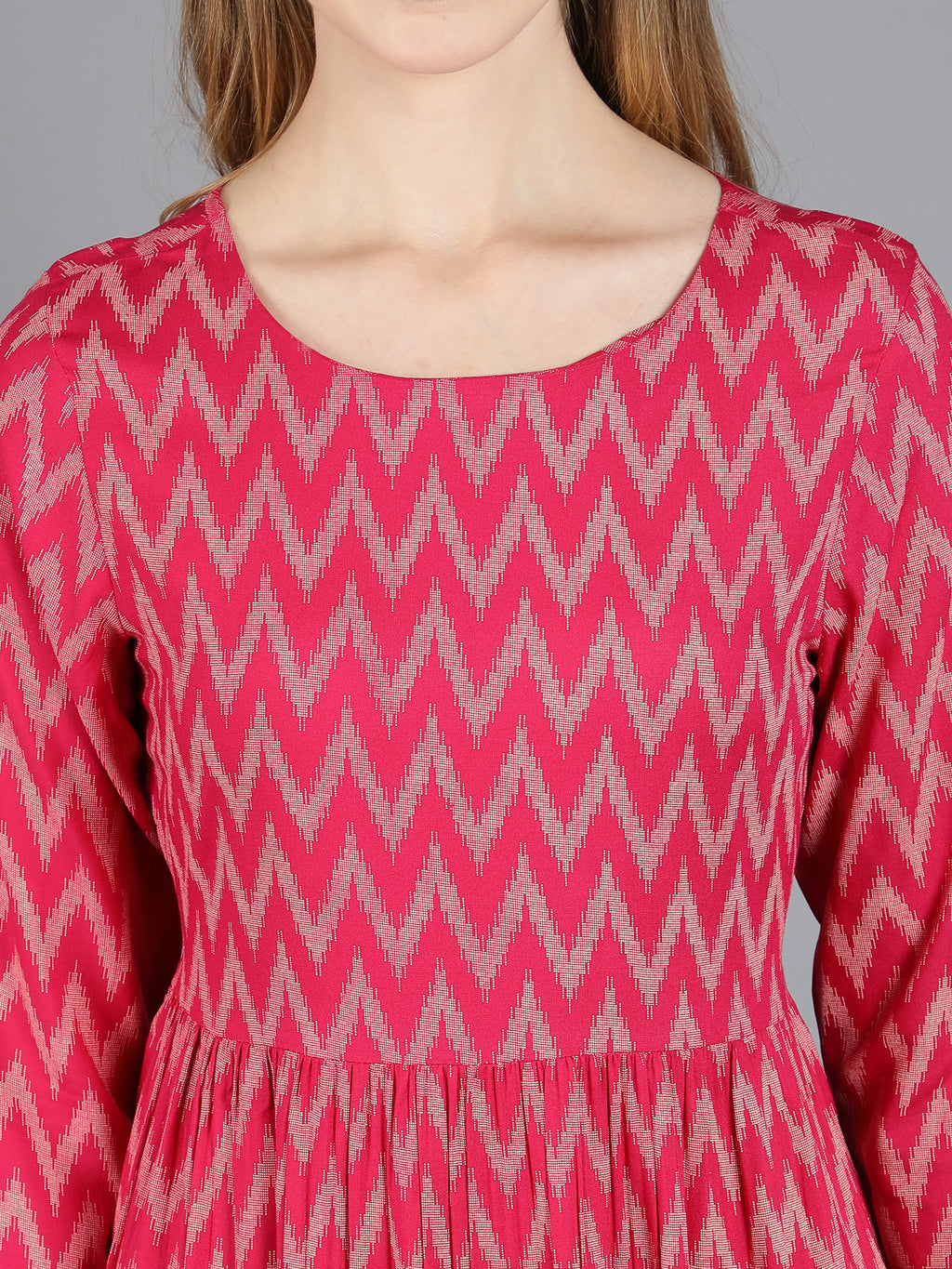 Pink Viscose Printed Tiered Dress