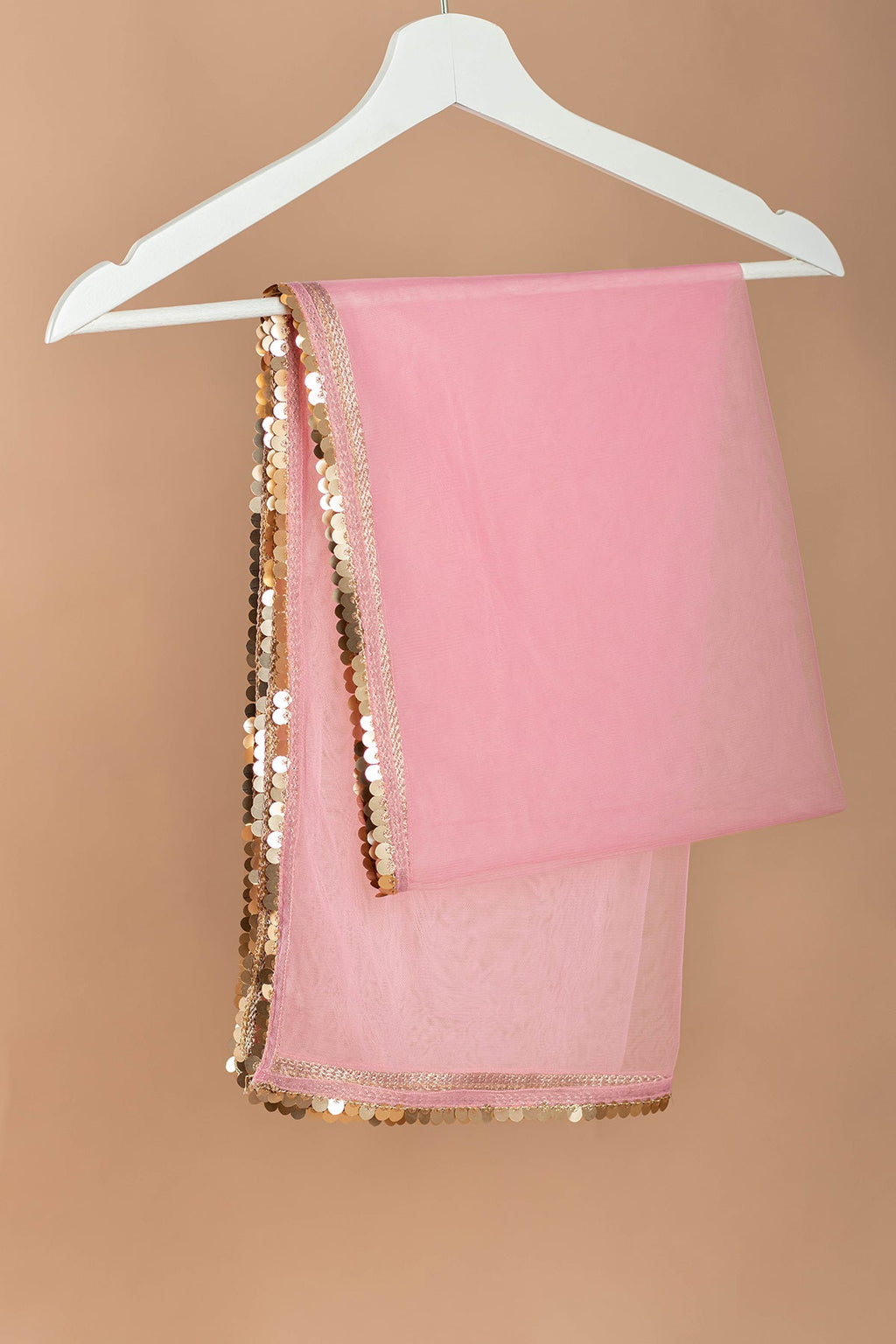 Pink & Gold-Toned Gotta Patti Dupatta