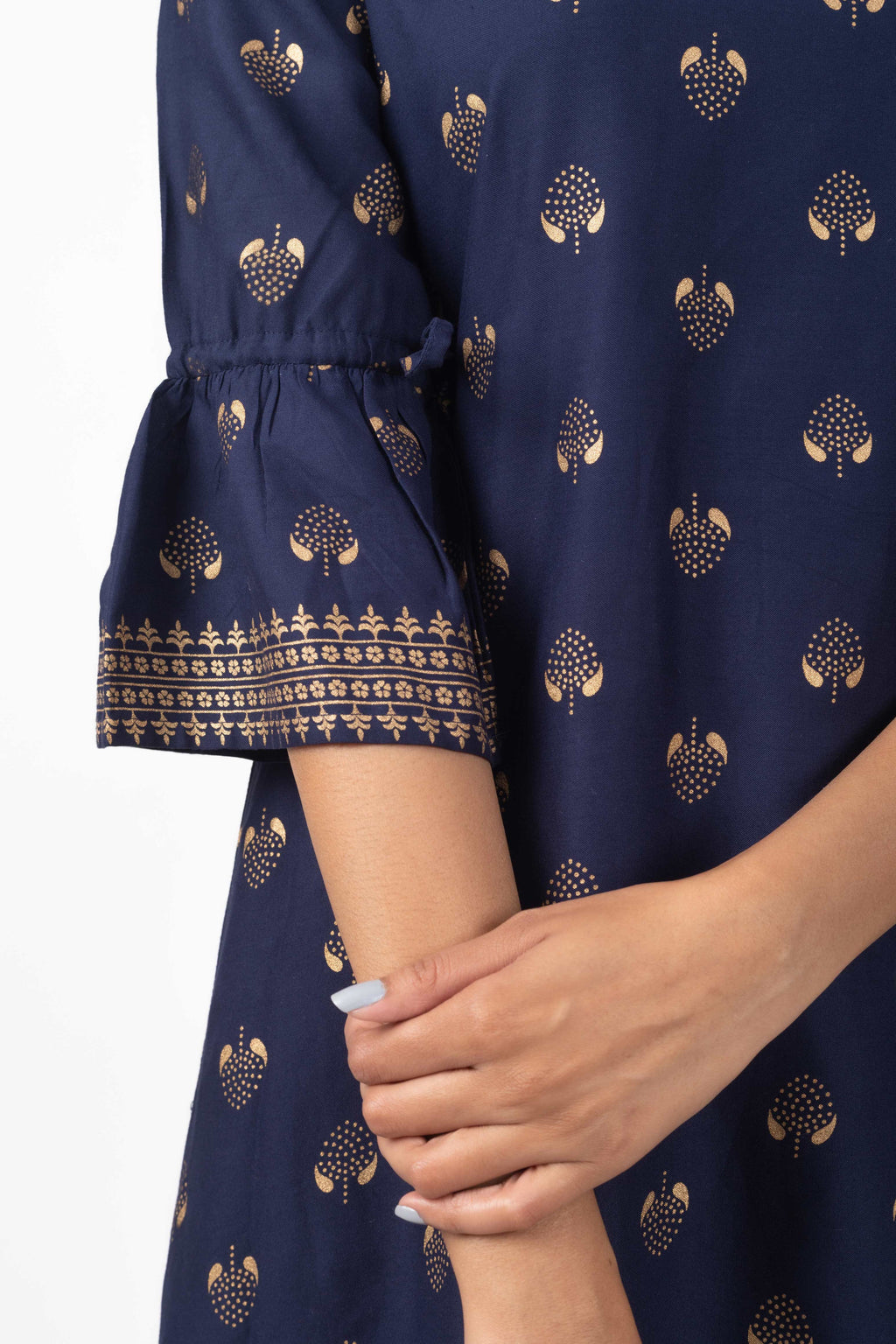 Printed Kurta with Drawstring sleeves