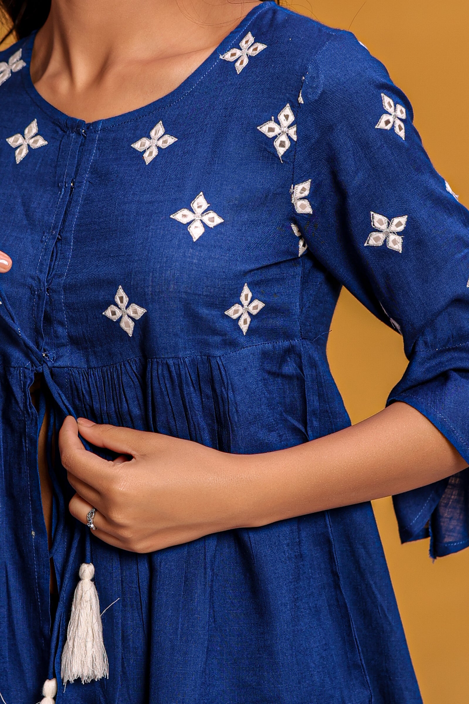 Blue Viscose Embroidered CO ORD SETS