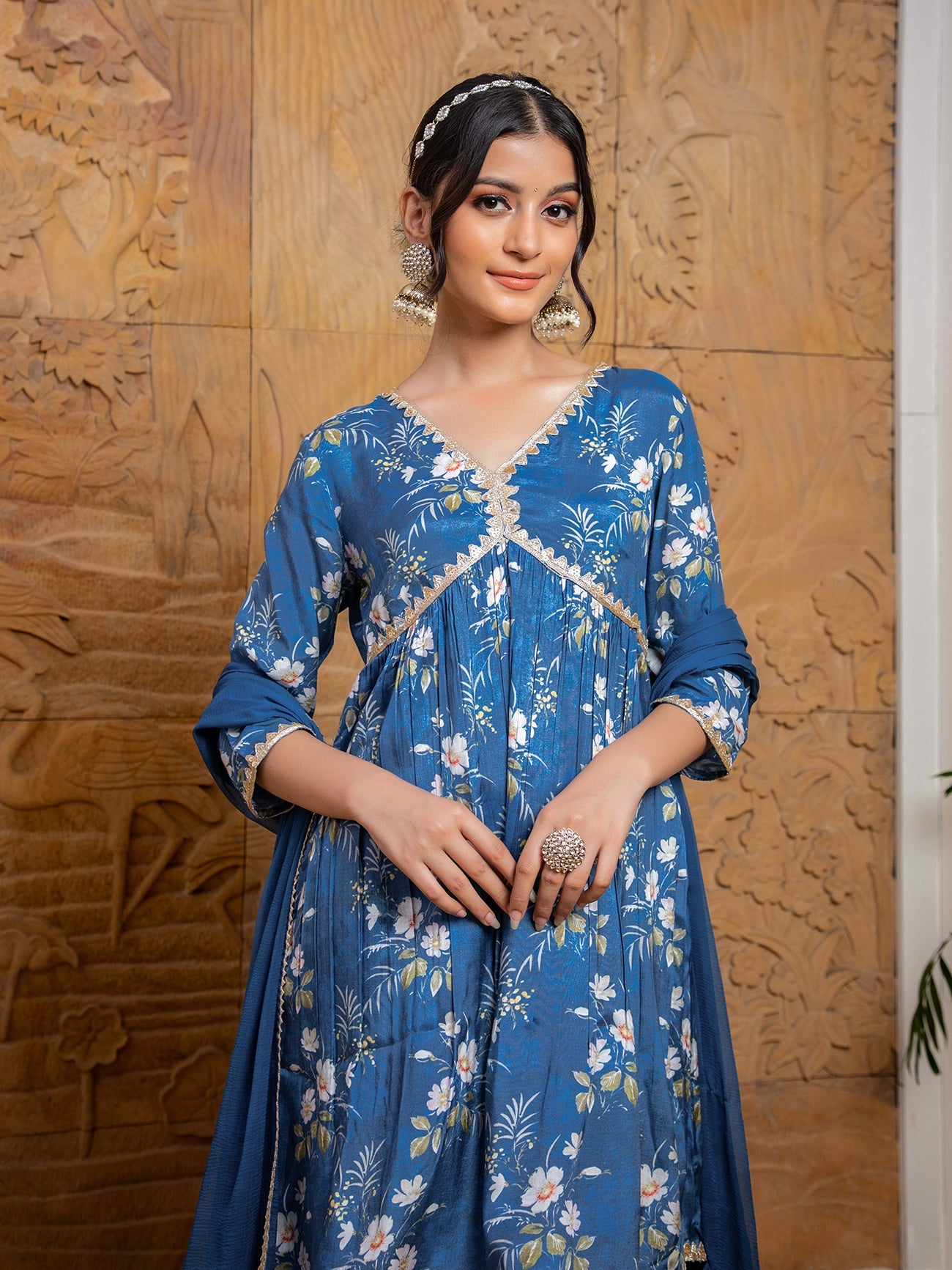 BLUE DIGITAL PRINTED SHARARA SET