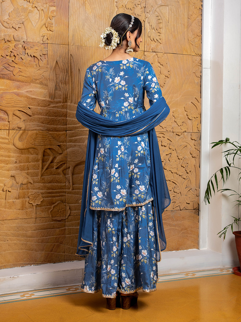BLUE DIGITAL PRINTED SHARARA SET