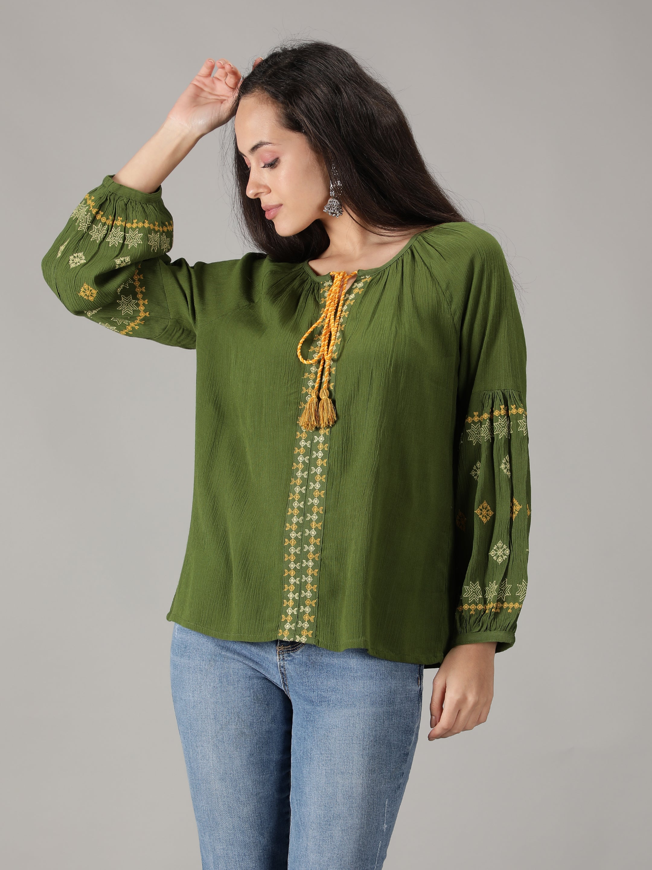 green-embroidered-top-with-tie-ups