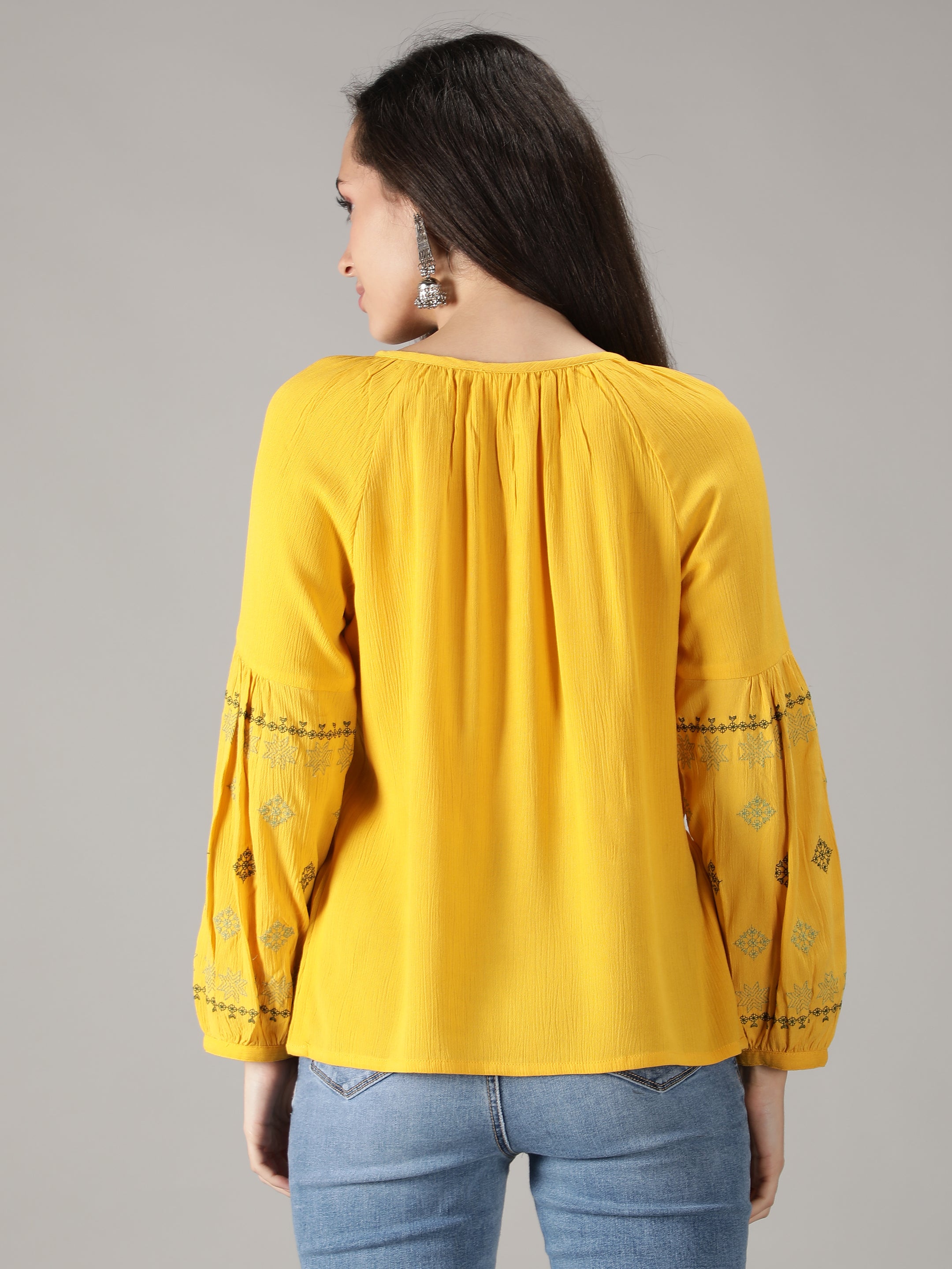 yellow-crepe-embroidered-top-with-tie-ups